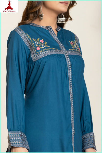 Women's Rayon Embroidered Long Sleeve Top (L &  XL)