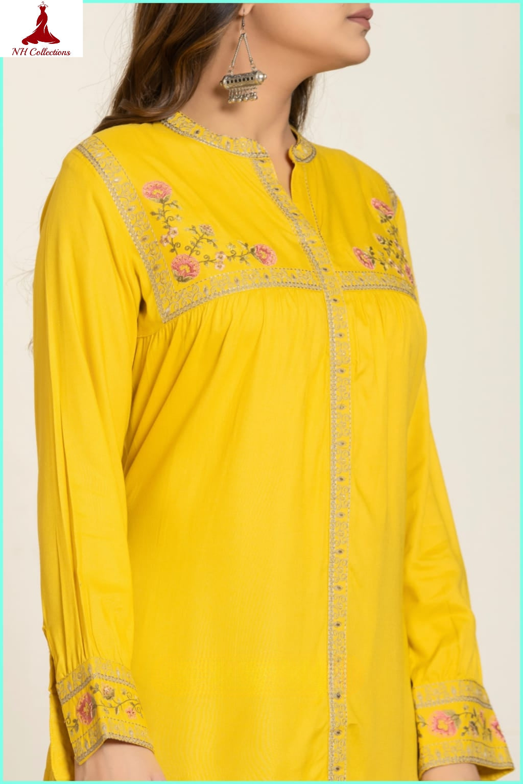 Women's Rayon Embroidered Long Sleeve Top (L &  XL)