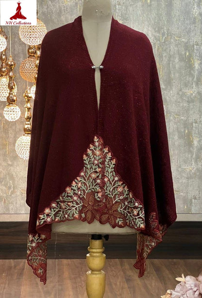 Women's knitted Stole cum cape Style 1 - sleeve and design detail