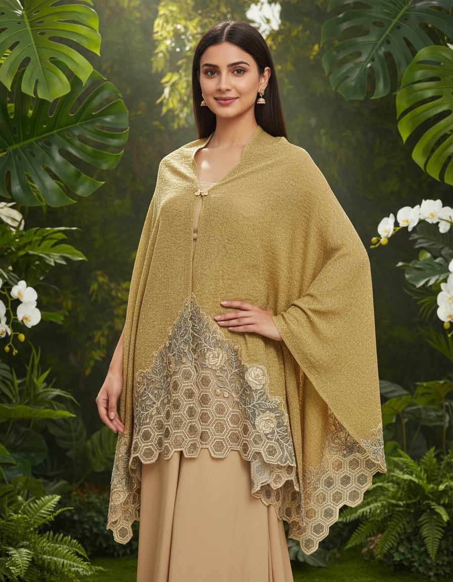 Women's embroidered Cape with applique work Style 4