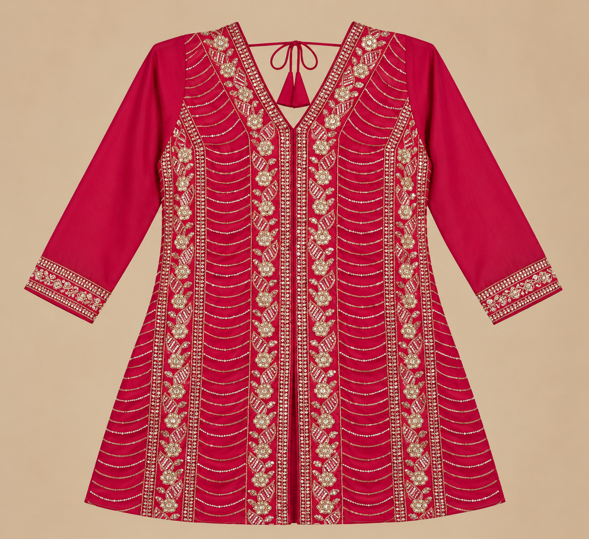 Women's Tomato Red Shimmer Silk Pallazo Set in M, XL & 2XL