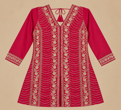 Women's Tomato Red Shimmer Silk Pallazo Set in M, XL & 2XL