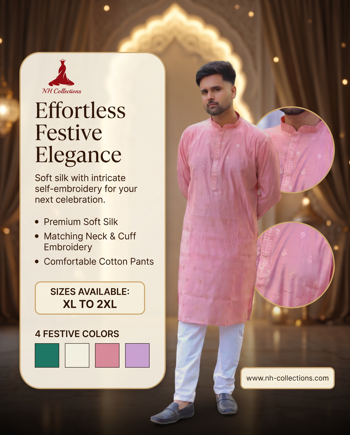 Men's soft silk kurta set in XL and 2XL - product image 10