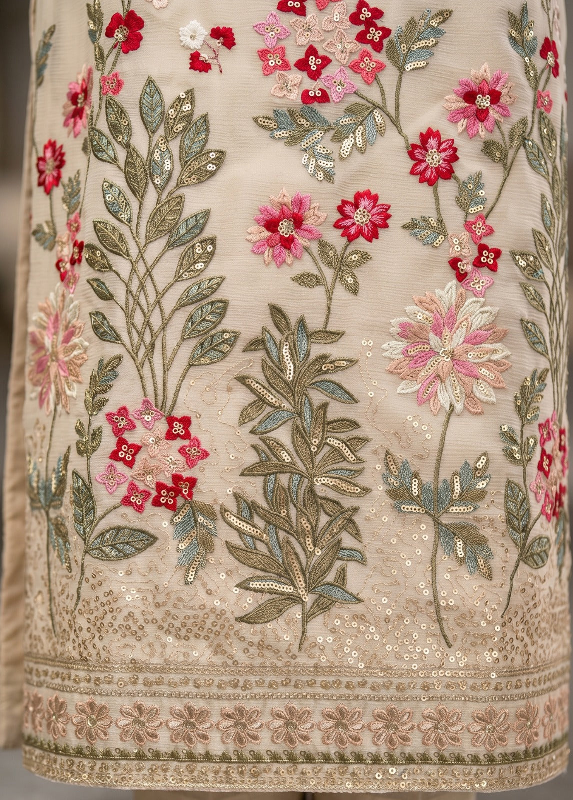 Women's Embroidered chinon palazzo sets in pastel shades (L, XL, 2XL)