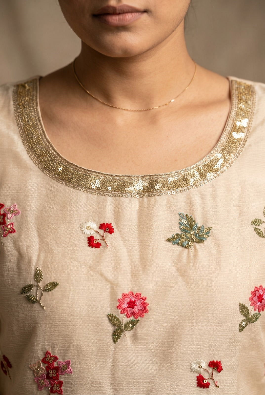 Women's Embroidered chinon palazzo sets in pastel shades (L, XL, 2XL)