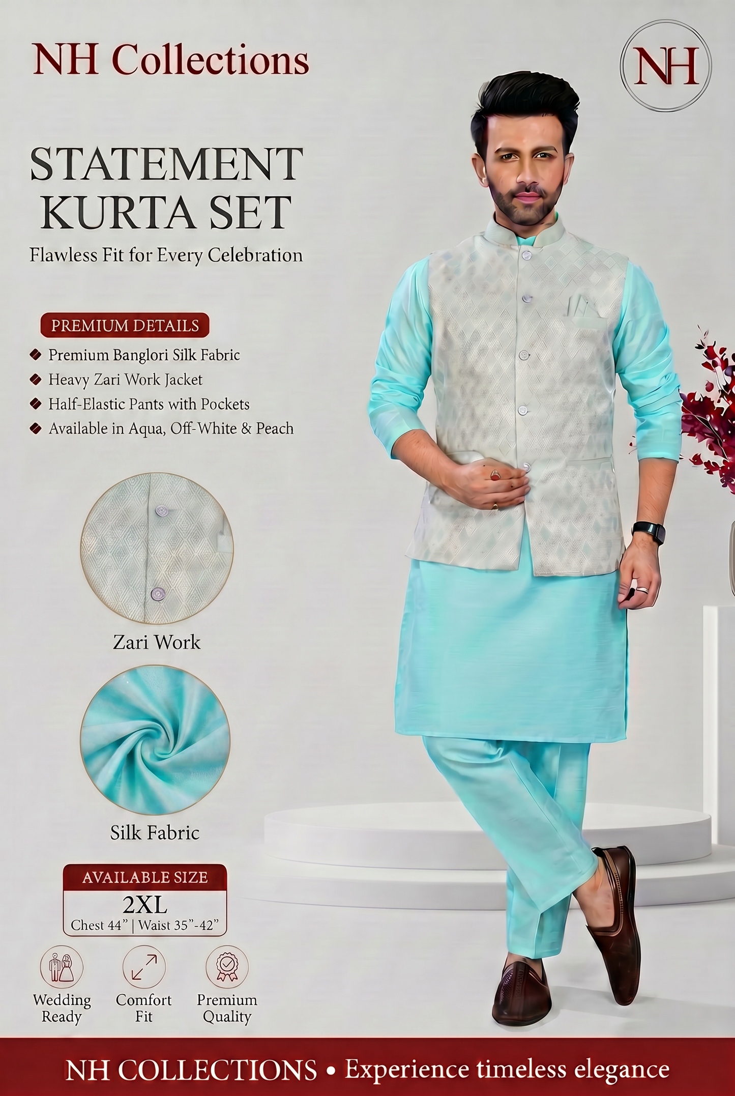 Men's Banglori Silk Kurta Set in 2XL
