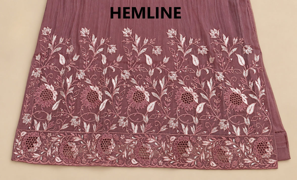Women's Crushed Shimmer Silk Kurta Set with Cutwork in L & XL