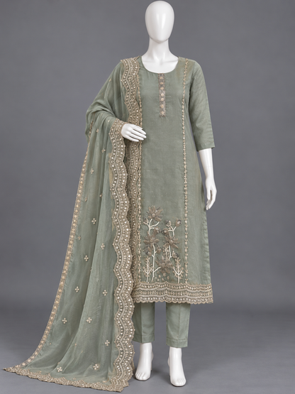 Women's Crystal Silk Pearl Embroidered Kurta set in XL & 2XL