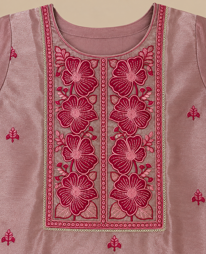 Women's Tissue Silk Floral Embroidered Kurta Set in L & XL