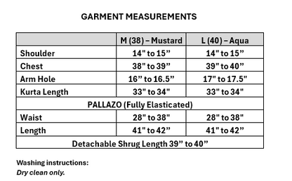 Women's Embroidered Georgette 3-Piece Palazzo Set with Detachable Shrug (M & L)