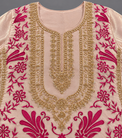 Women's Shimmer Silk Apple Cut Kurta Palazzo Set in L