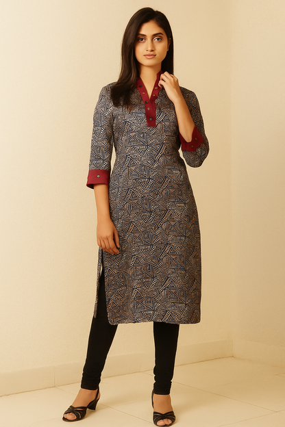 Women's kurta in mashru silk with mirror work in S