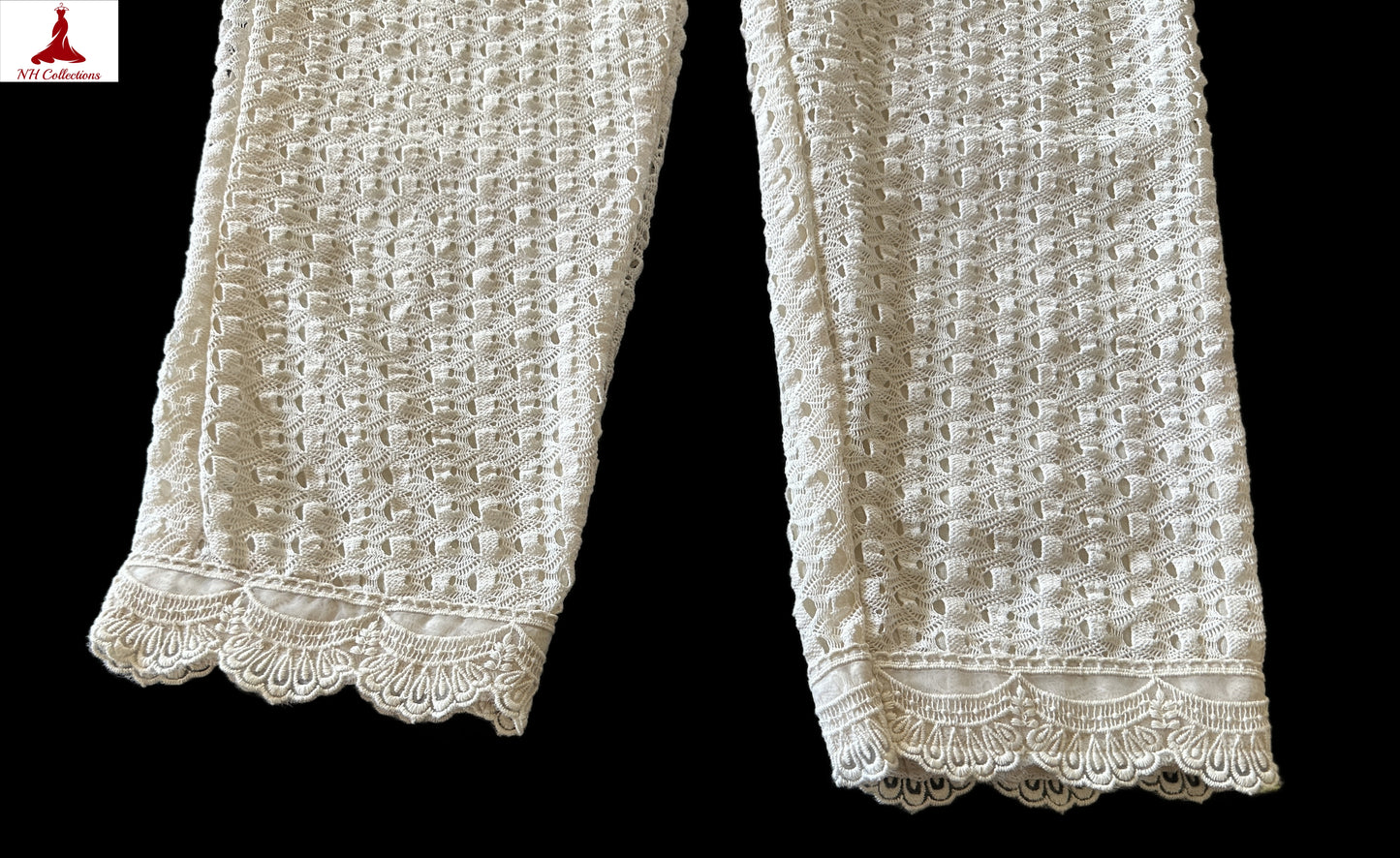 Women's elegant off-white Two-Piece crochet set in L