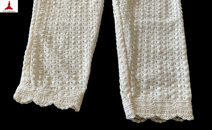 Women's elegant off-white Two-Piece crochet set in L