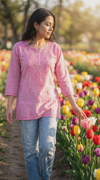 Women's lucknowi work blouse in dolby cotton in S & L