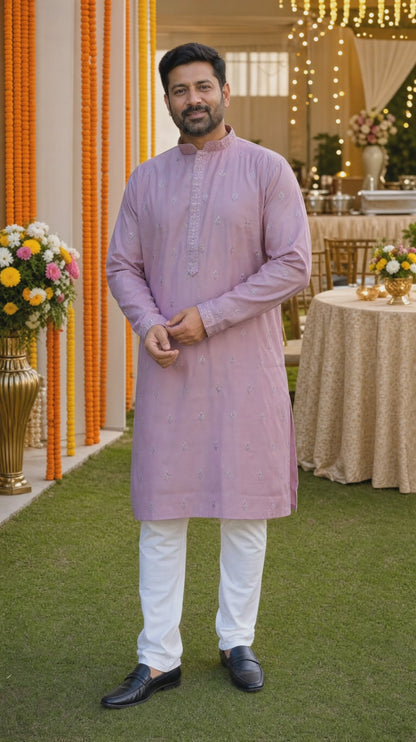 Men's soft silk kurta set in XL and 2XL