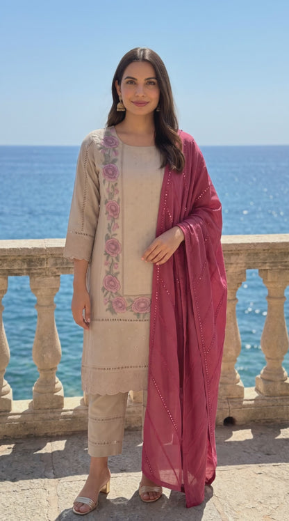 Women's Beige Pakistani suit 2XL