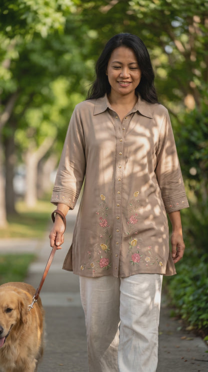 Women's light brown tunic in L