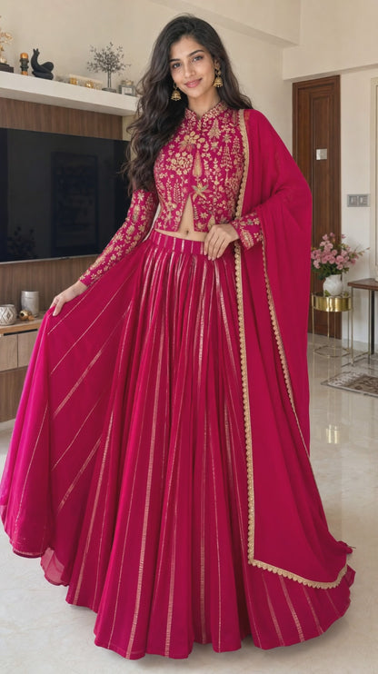 Women's Silk Crop top lehengas from M to 3XL