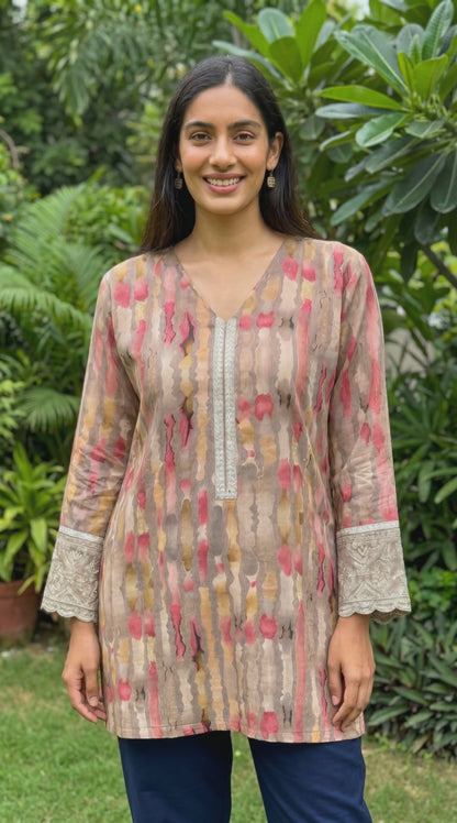 Women's colorful Beige blouse in S