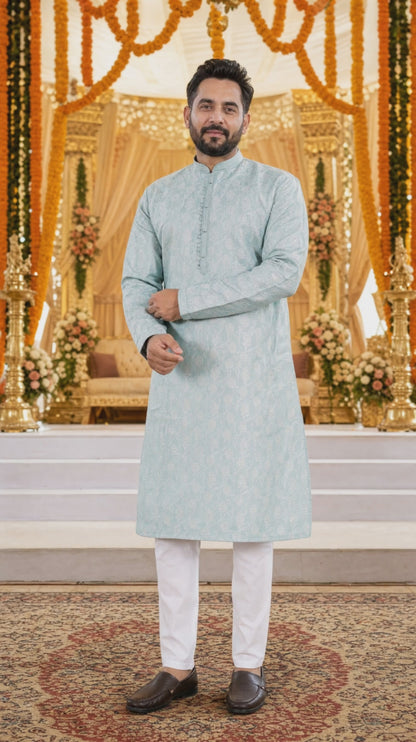 Men's kurta set in heavy jacquard from L to 2XL