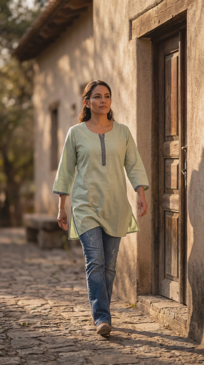 Women's Light green cotton top in 2XL