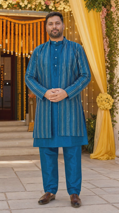 Men's full length jacket kurta set in L