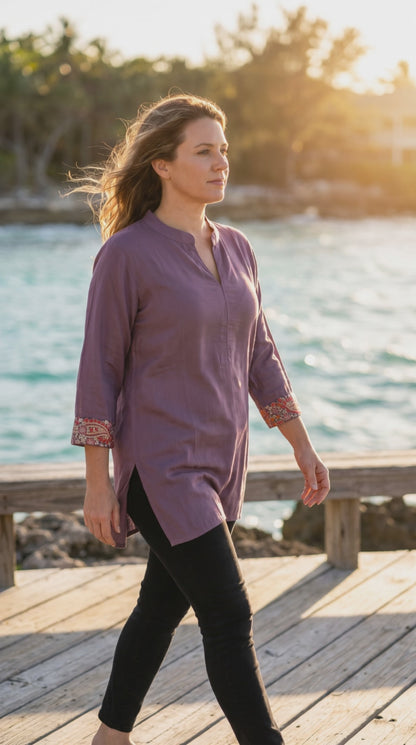 Women's plum color muslin blouse in 2XL